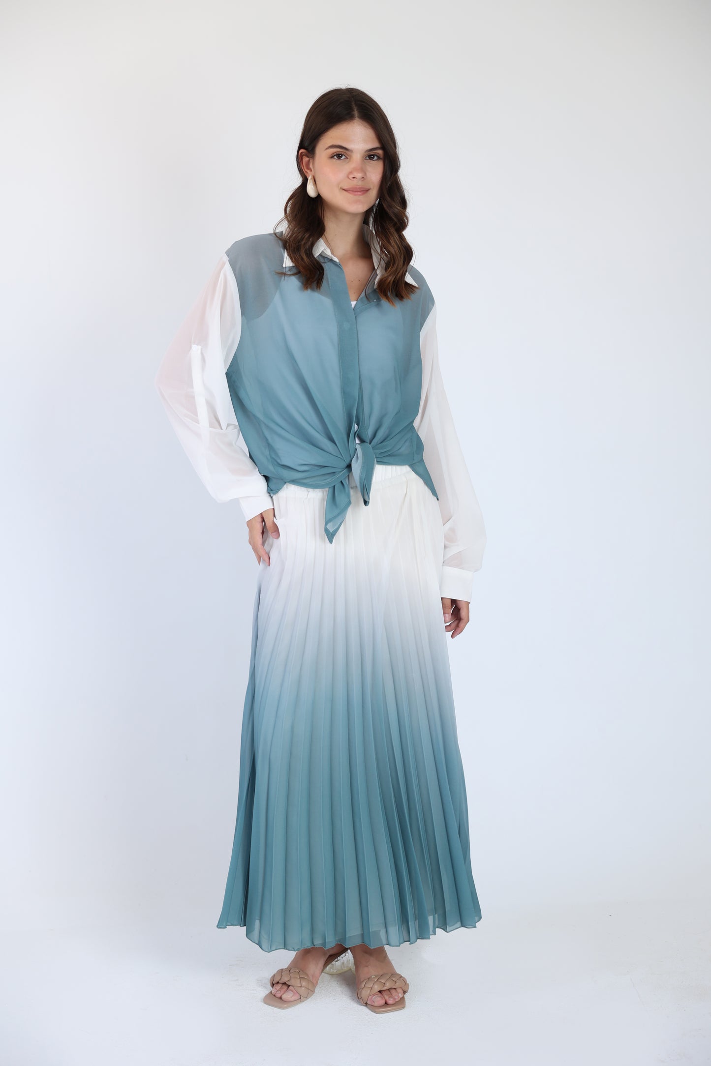 Pleated ombre skirt