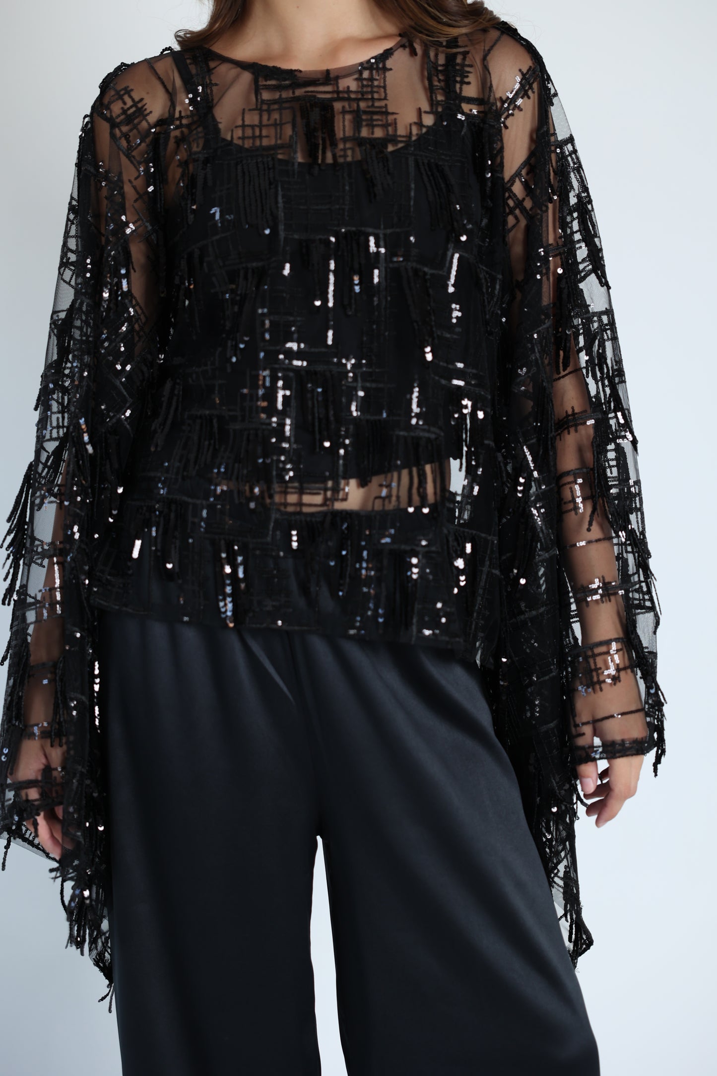 Sequins poncho soire set