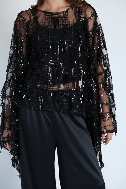 Sequins poncho soire set