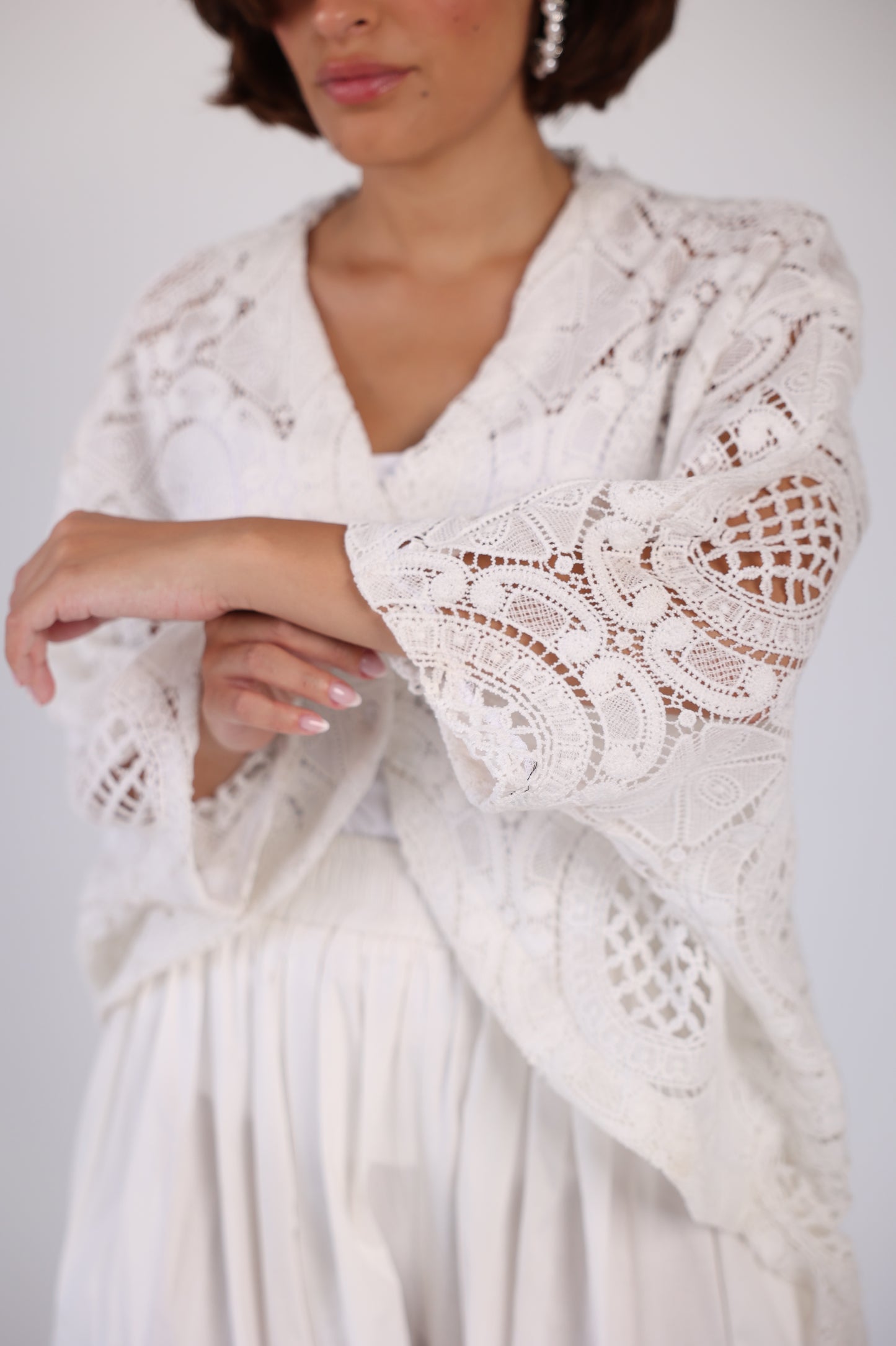 Short crochet kimono
