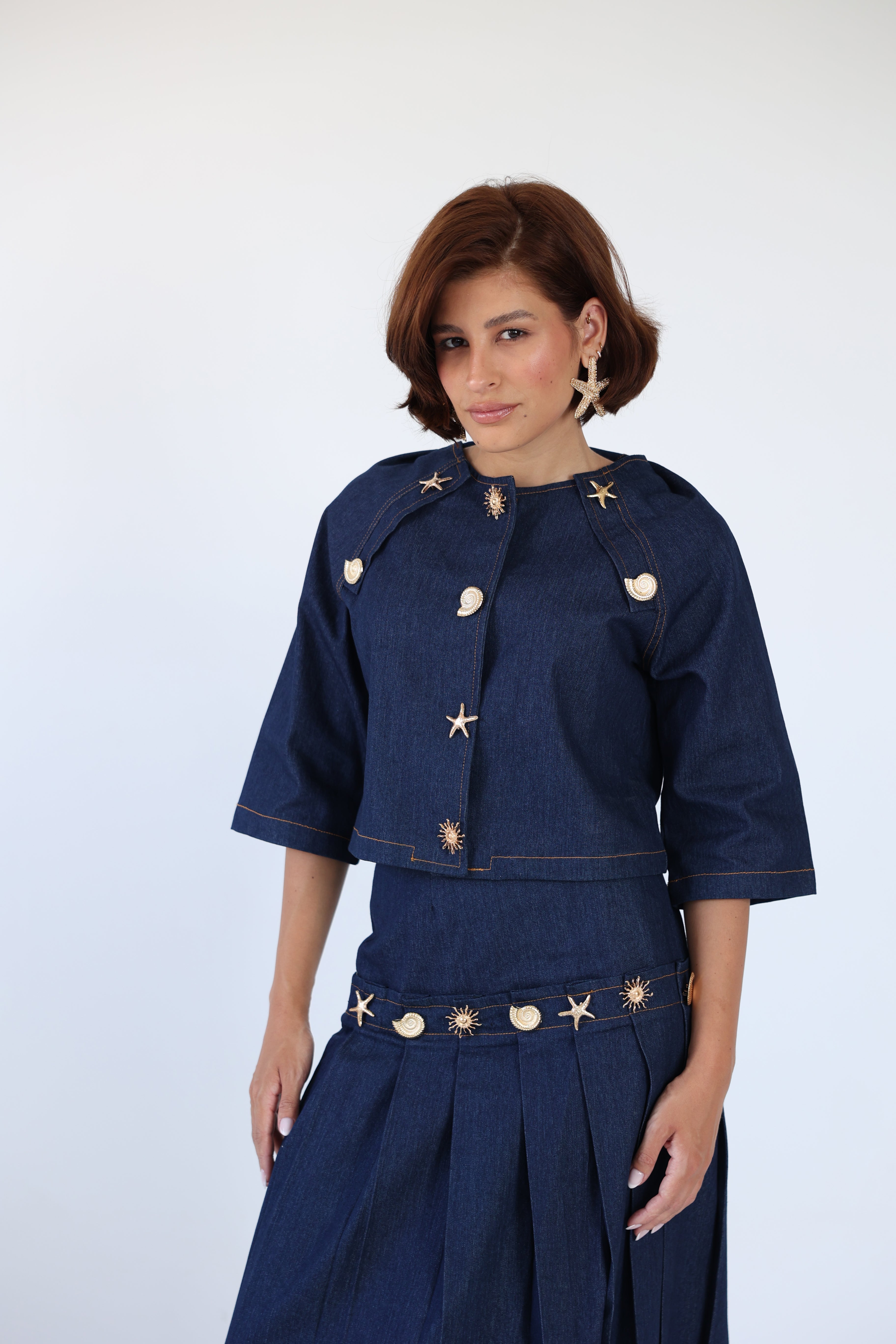 Brooches denim top