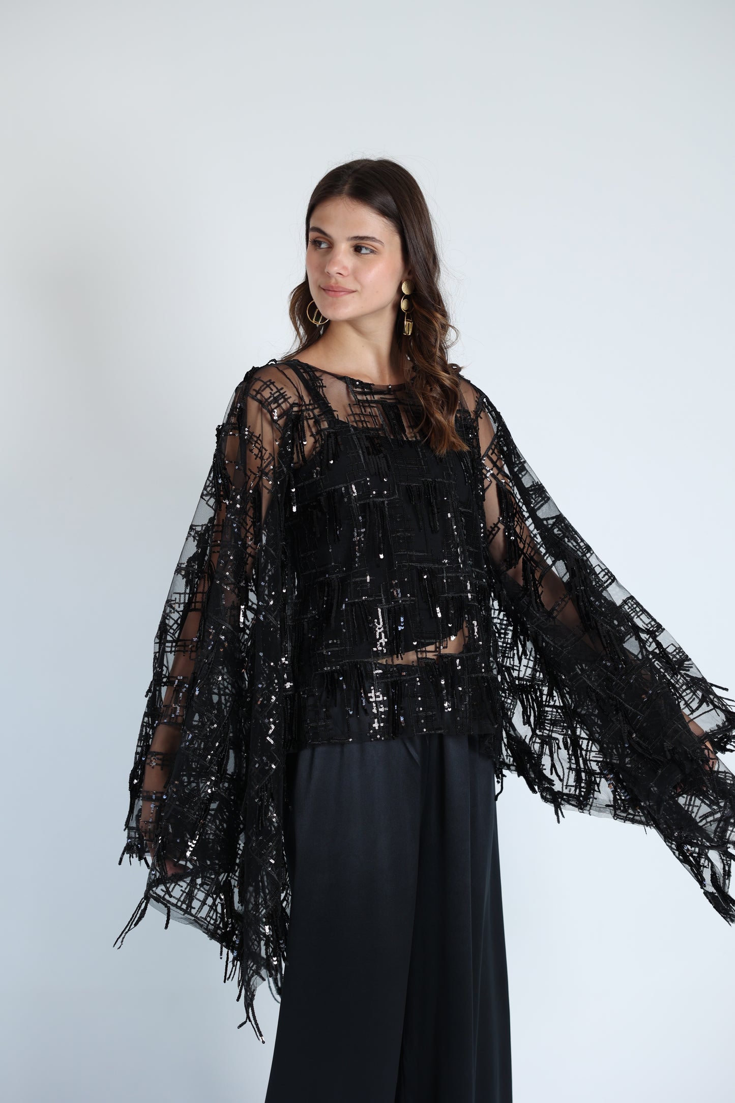 Sequins poncho soire set