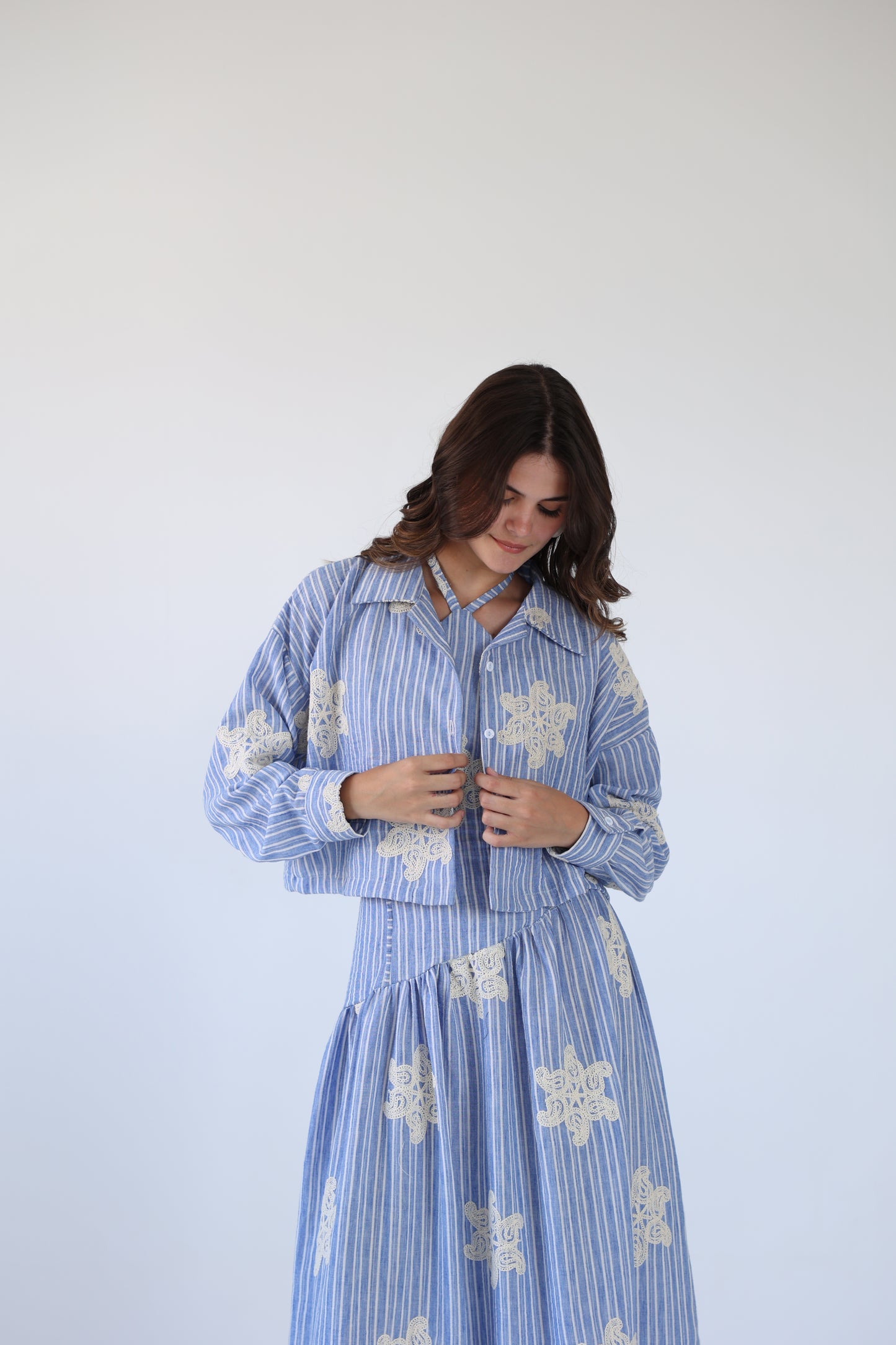 Asymmetrical embroidered dress