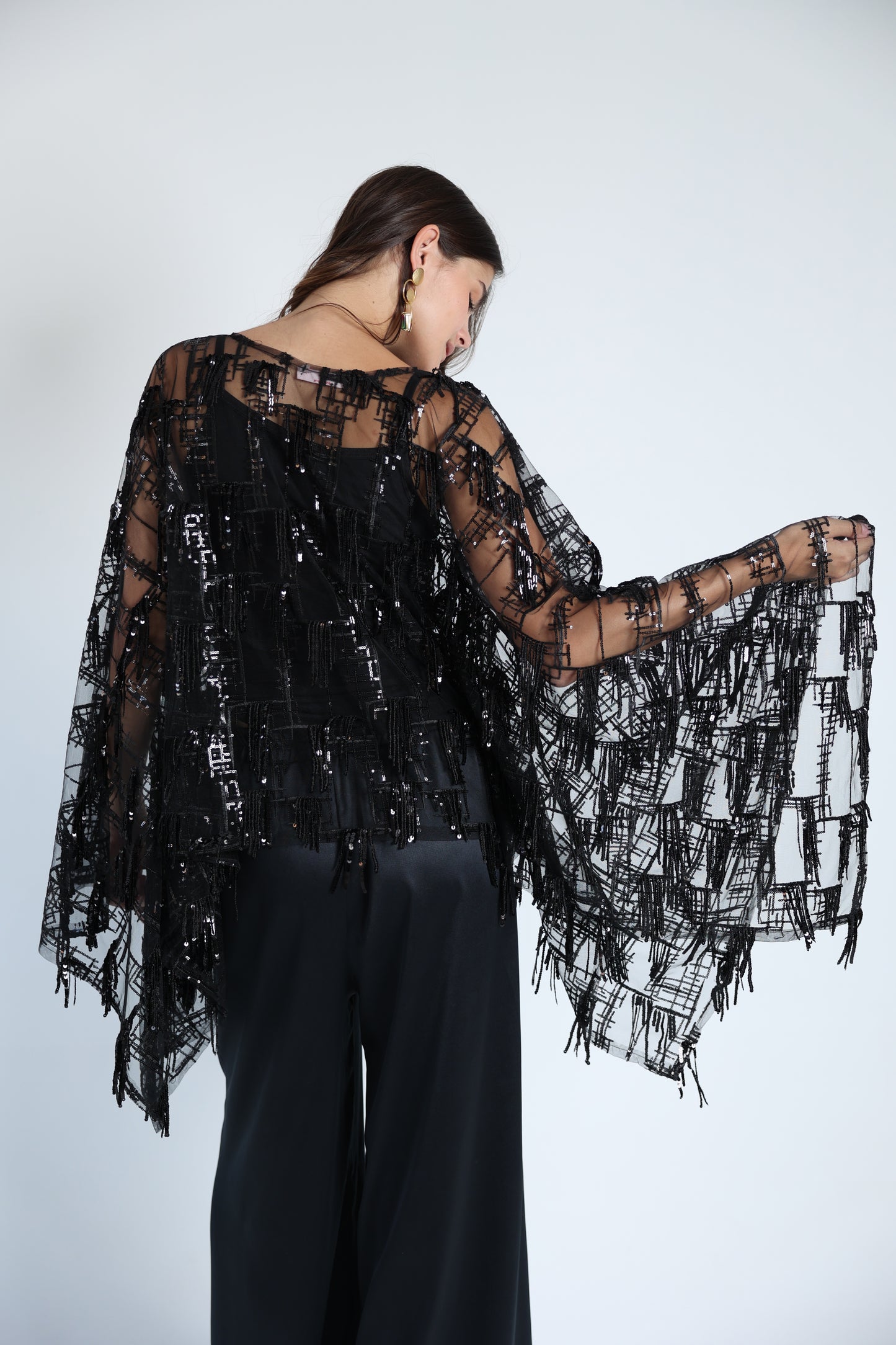 Sequins poncho soire set