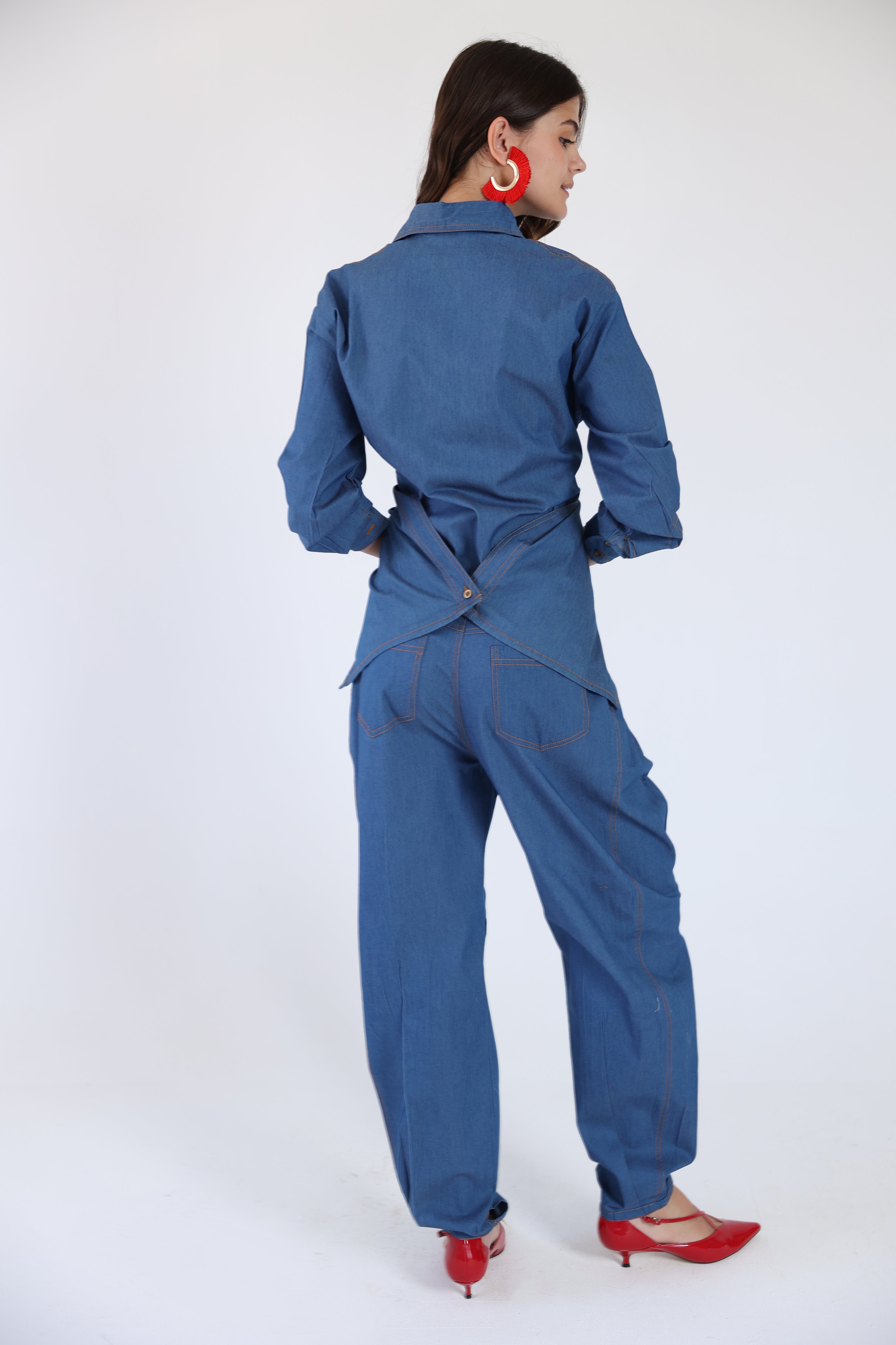 Balloon denim pants