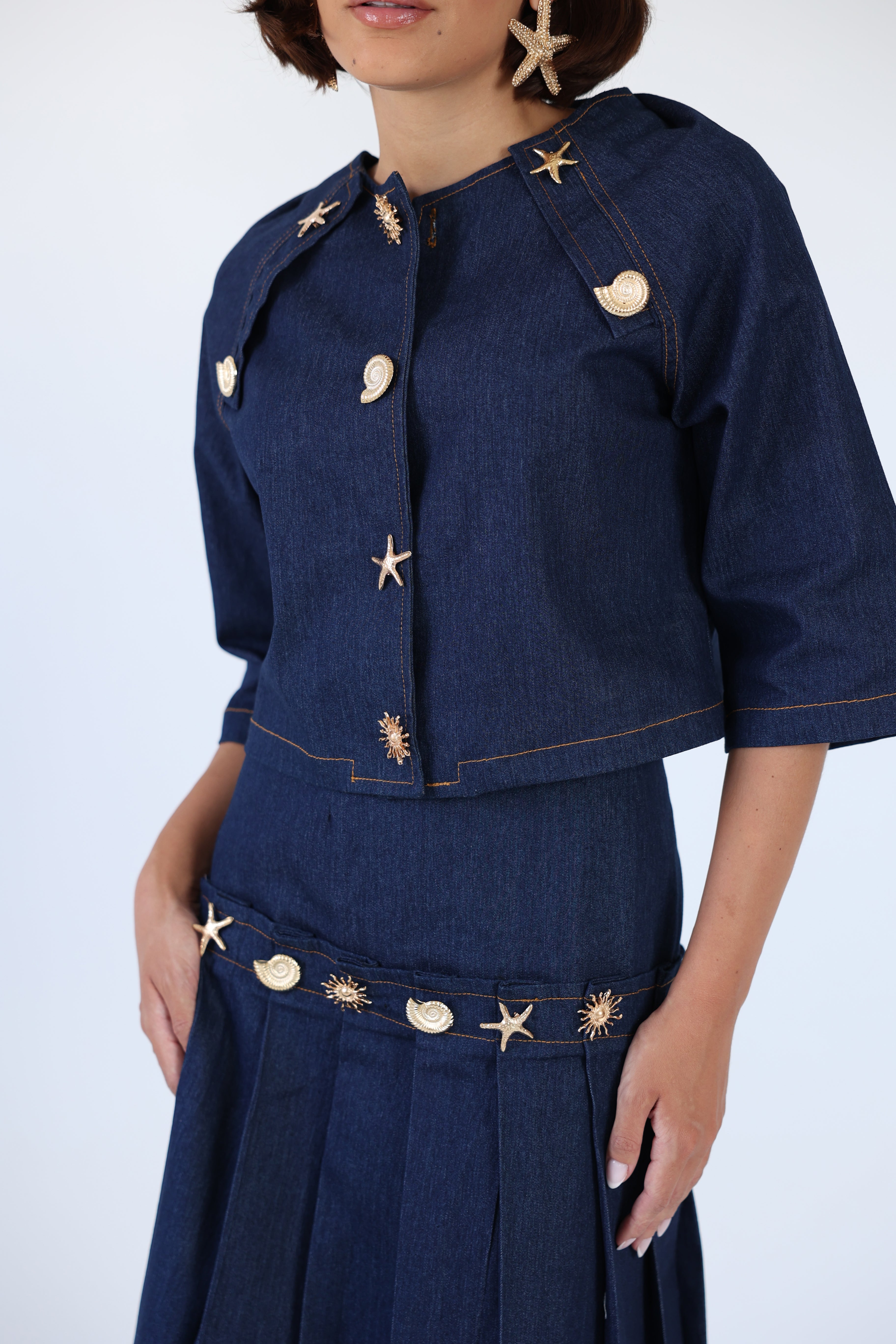 Brooches denim top