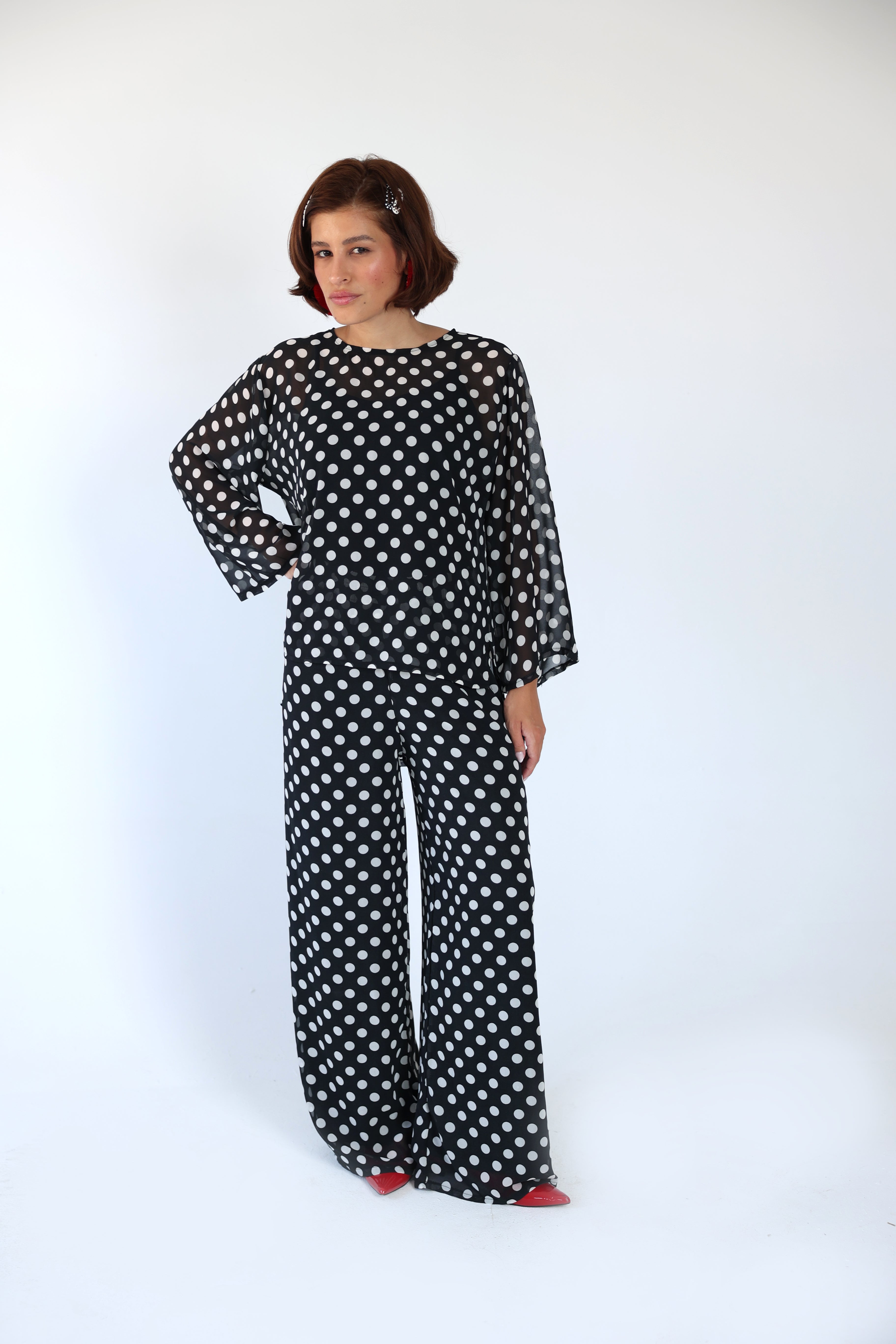 Polka dot black set