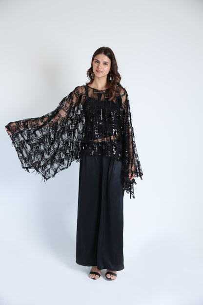 Sequins poncho soire set
