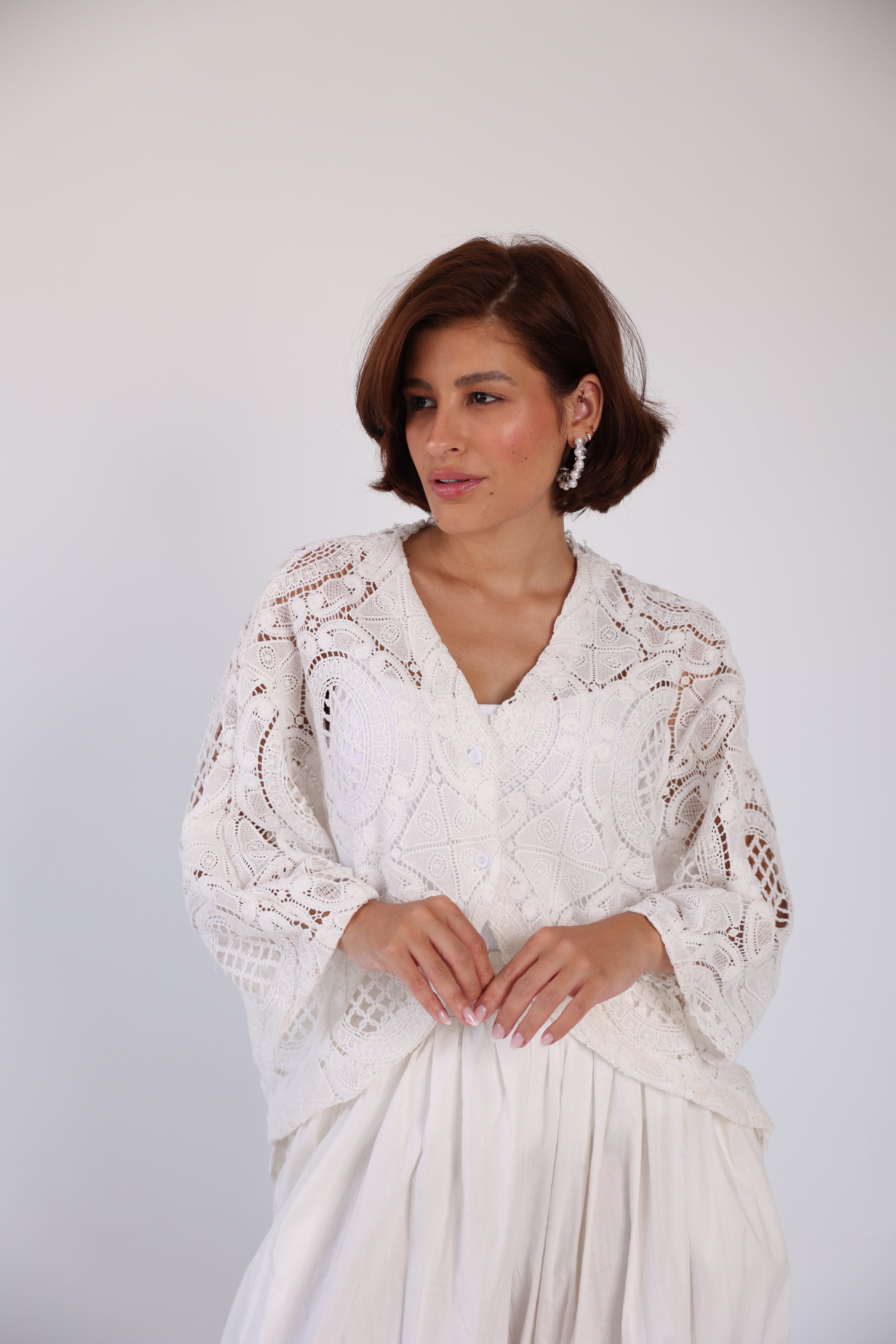 Short crochet kimono