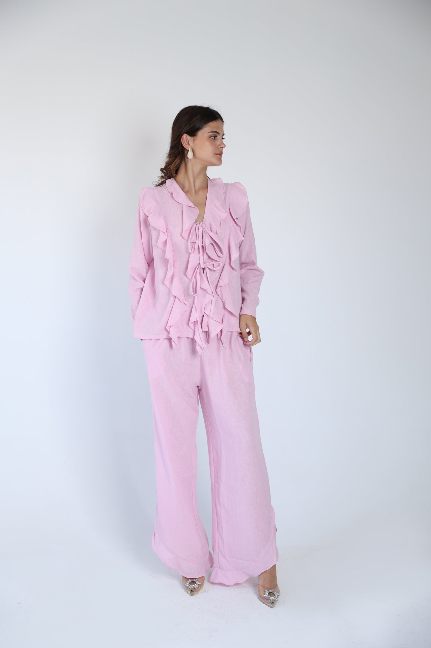 Shimmery ruffle pants