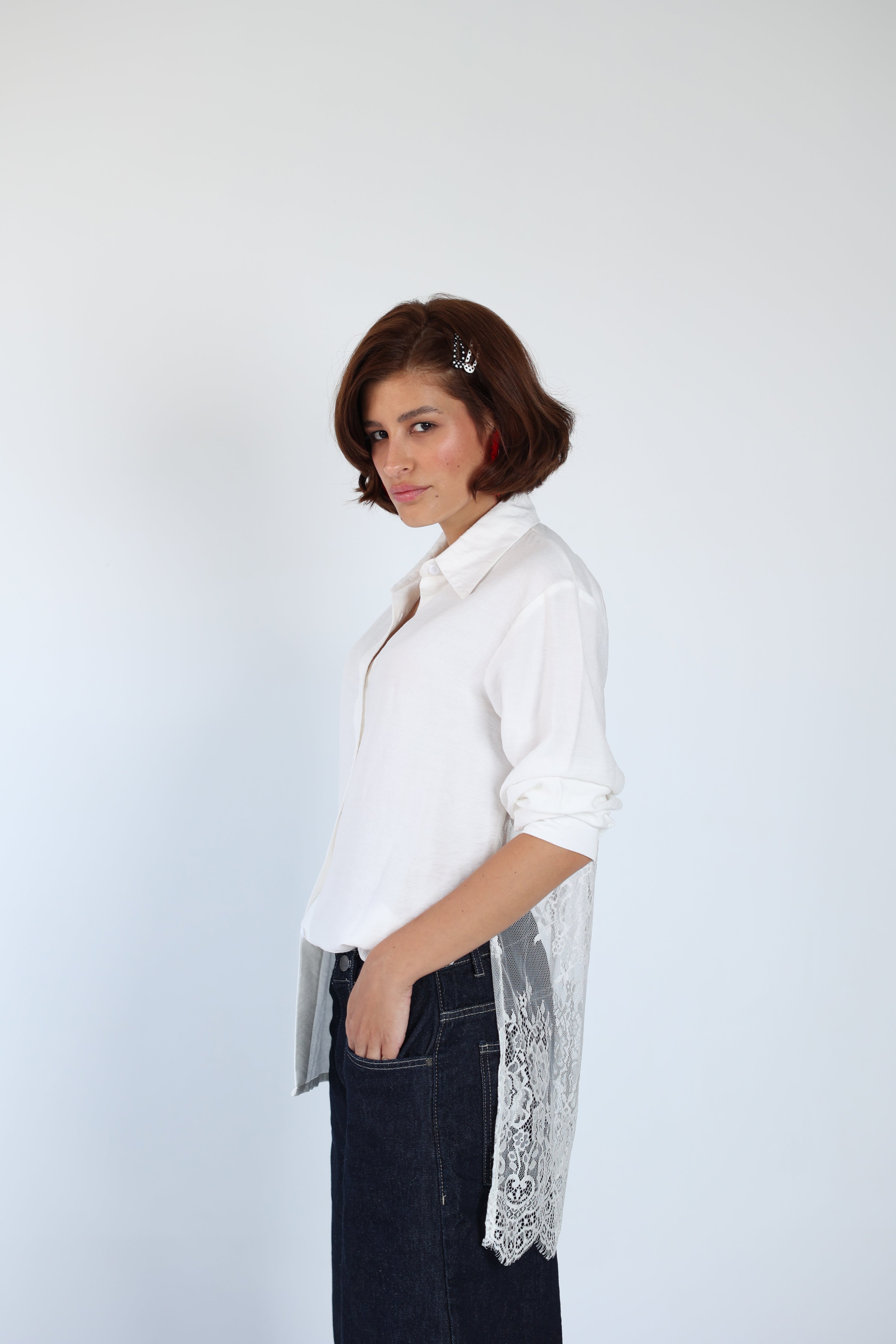 Lace lenin white shirt
