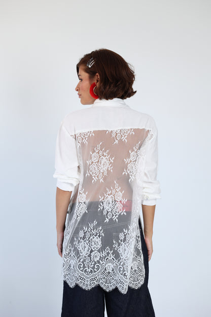 Lace lenin white shirt
