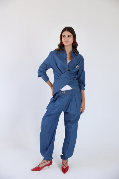 Cris cross denim shirt