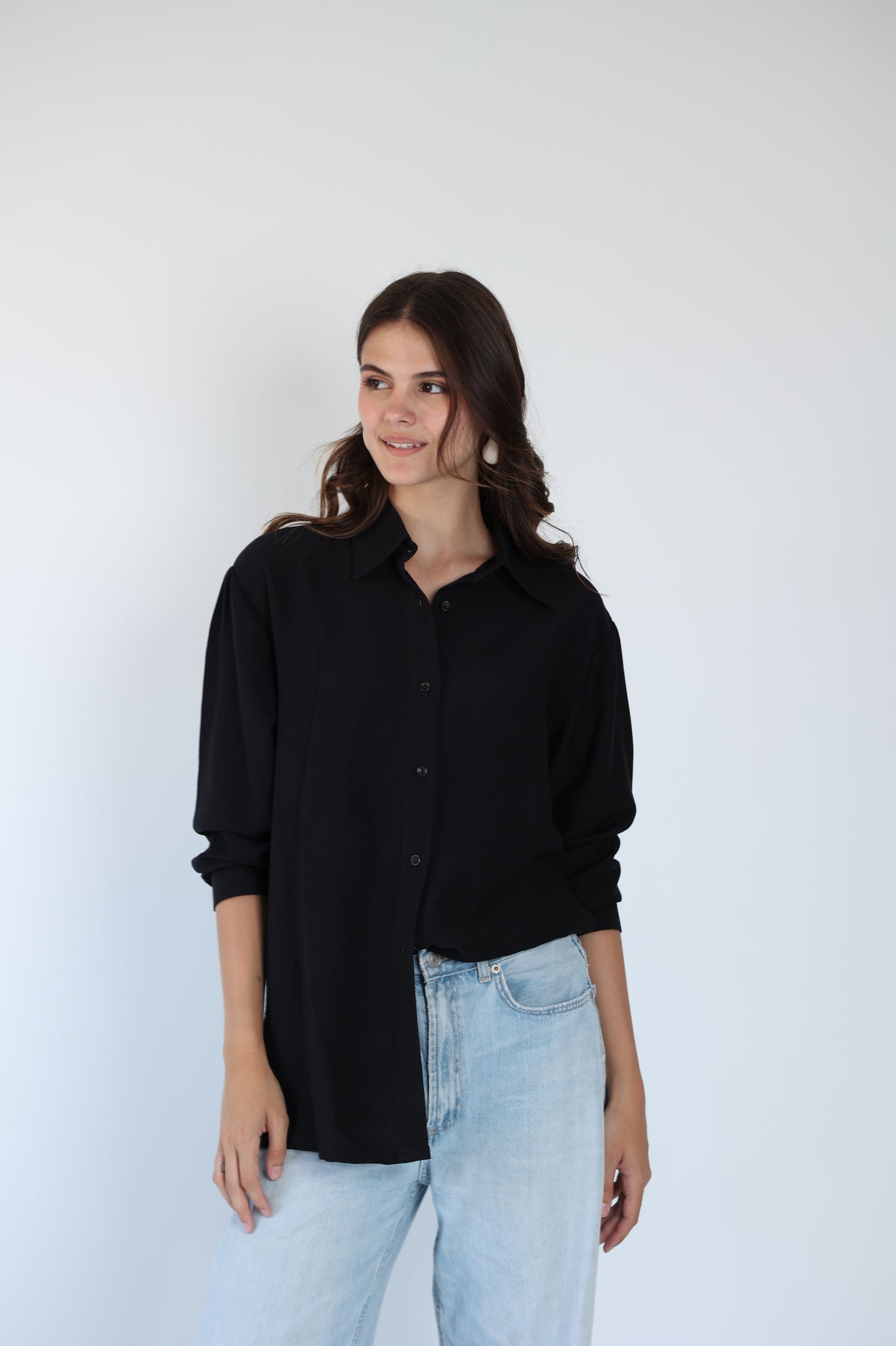 Lace back black shirt