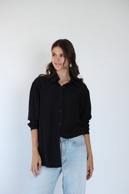 Lace back black shirt