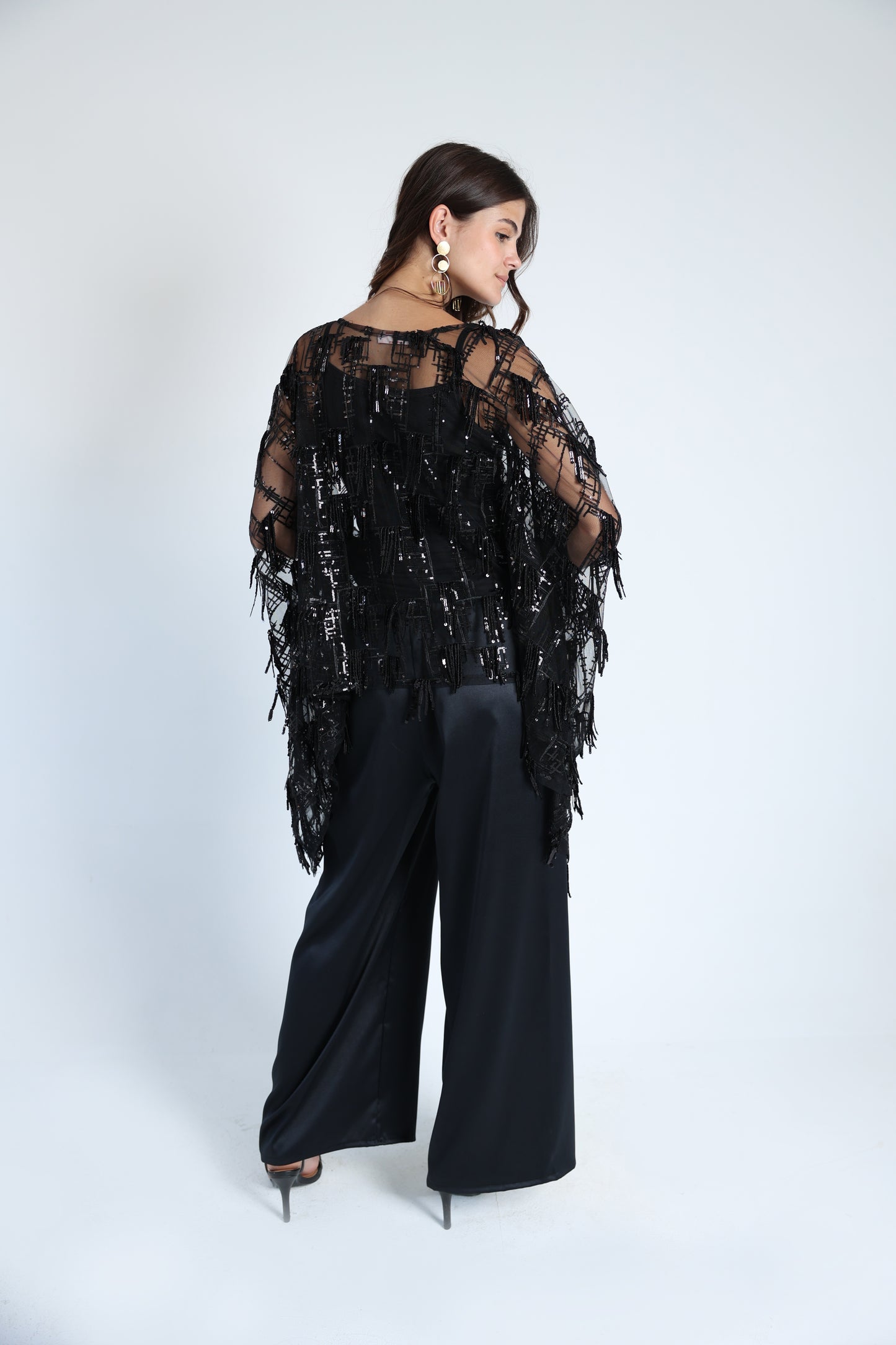 Sequins poncho soire set