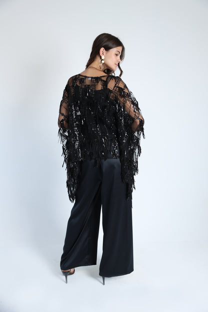 Sequins poncho soire set