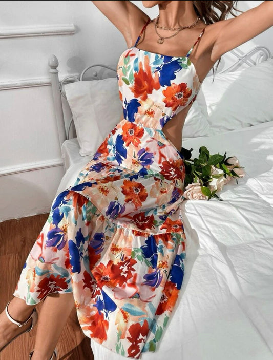 Floral backless dress