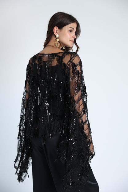 Sequins poncho soire set