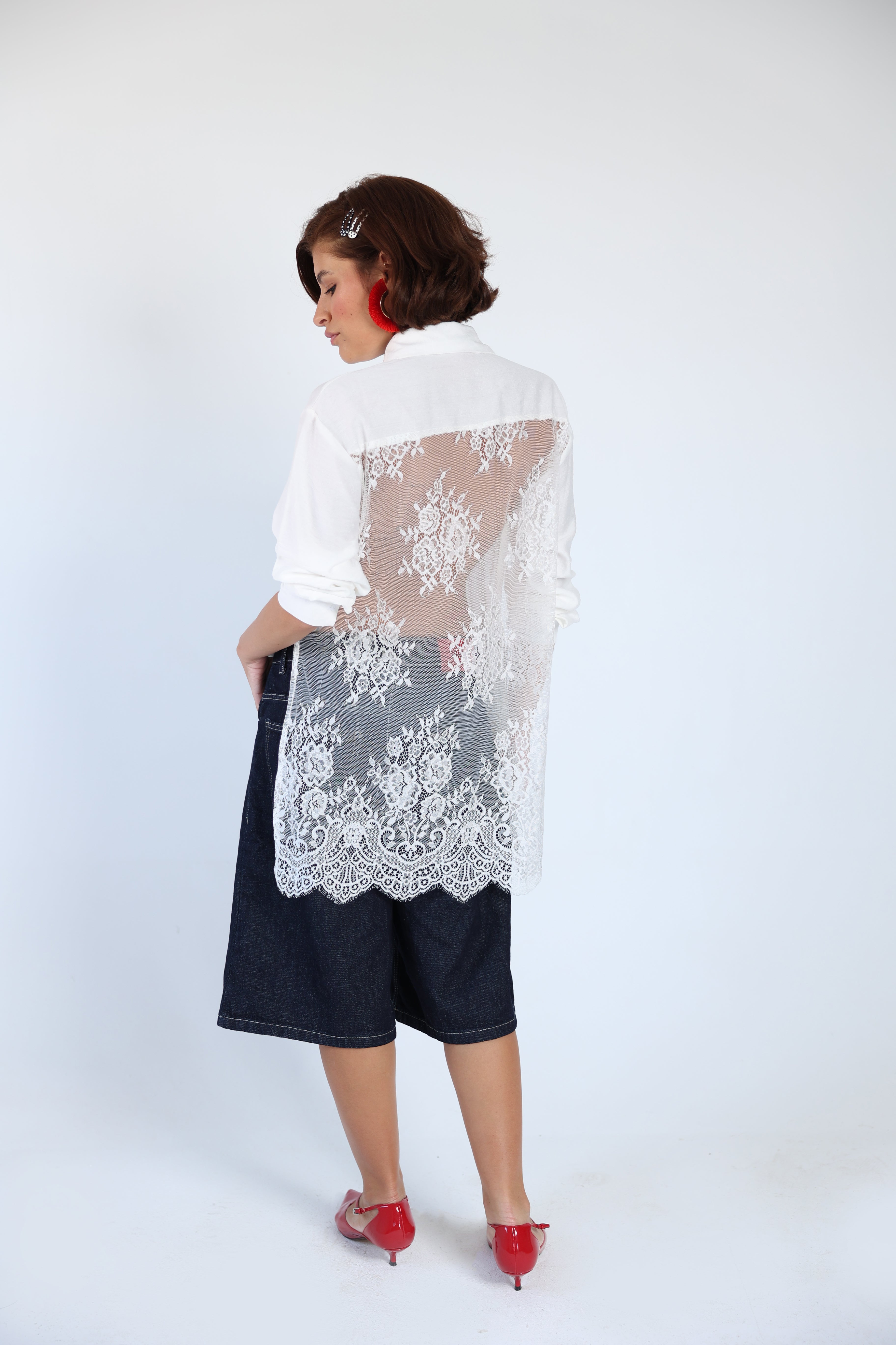 Lace lenin white shirt