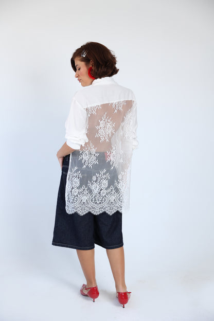 Lace lenin white shirt
