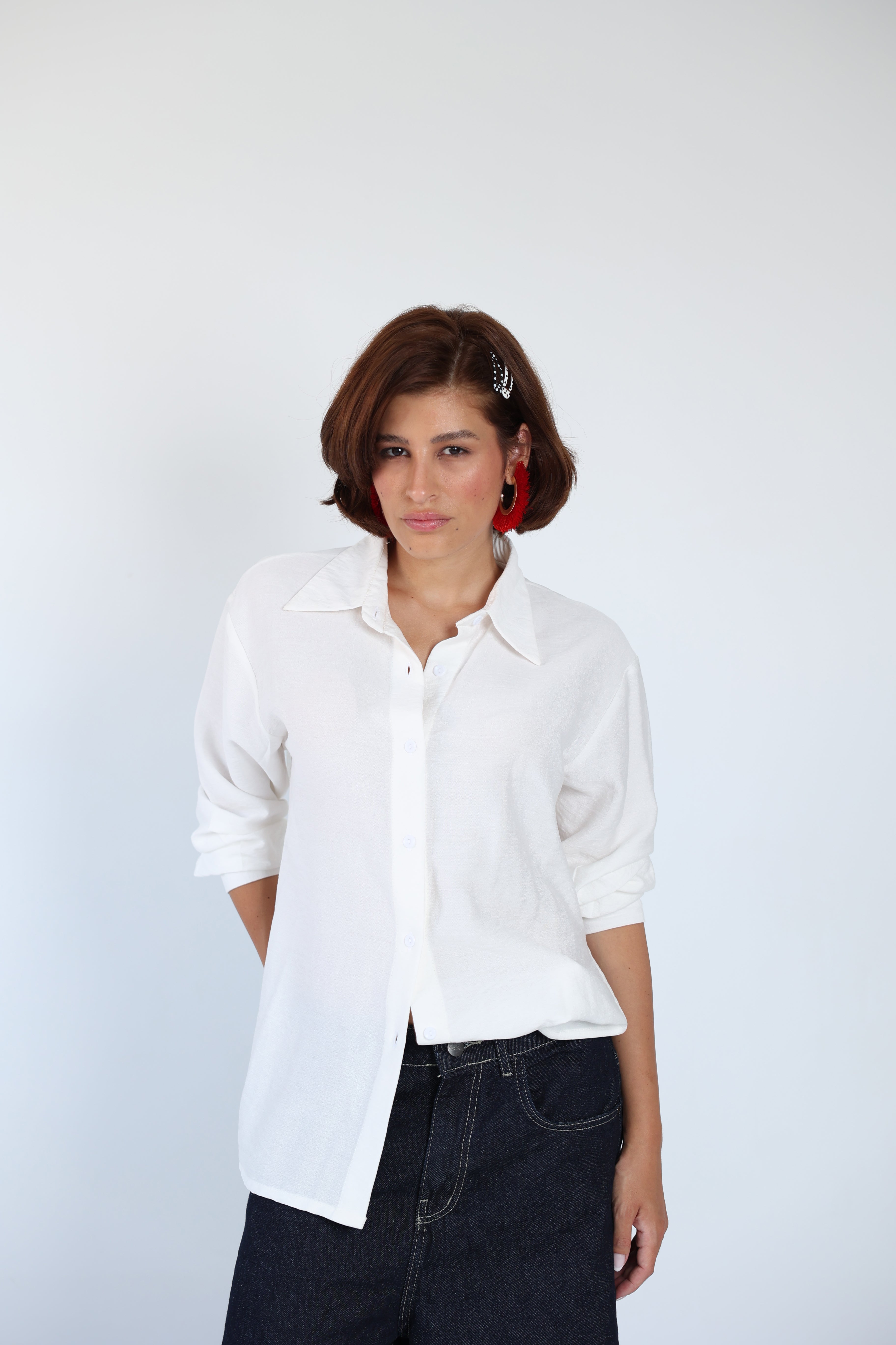 Lace lenin white shirt