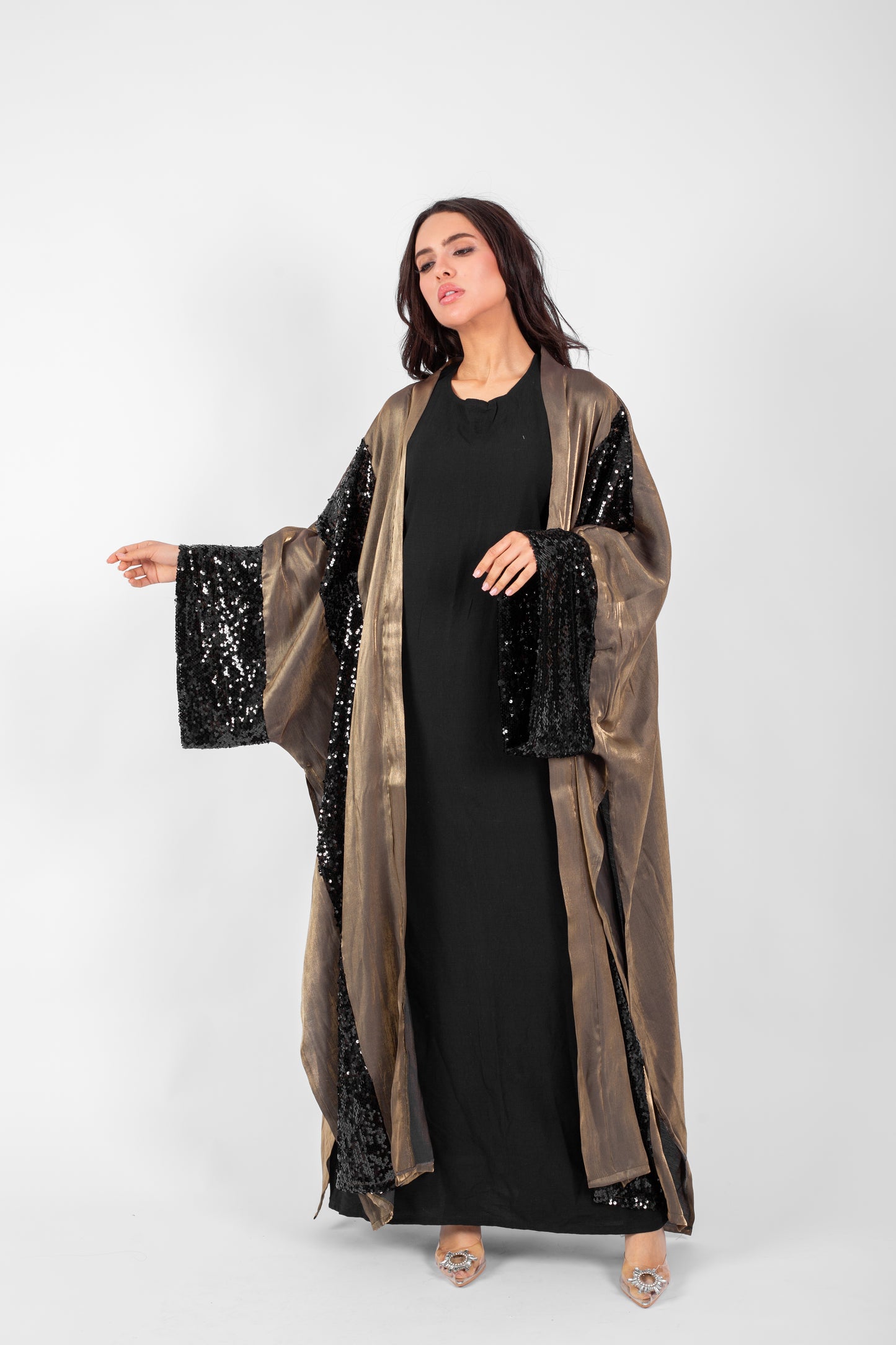 Sequins kakhi kaftan