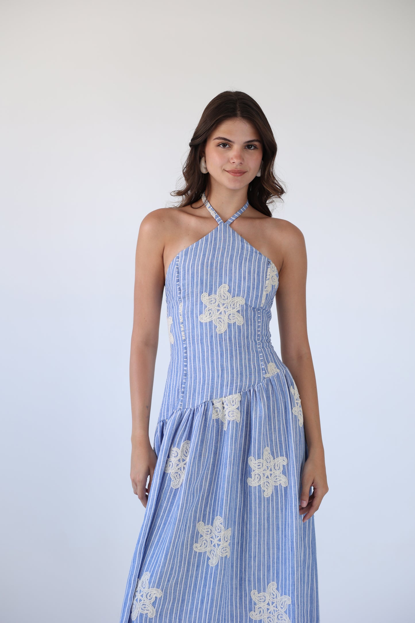 Asymmetrical embroidered dress