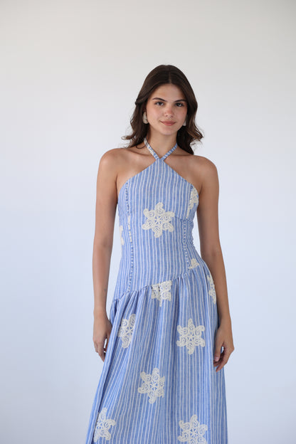 Asymmetrical embroidered dress