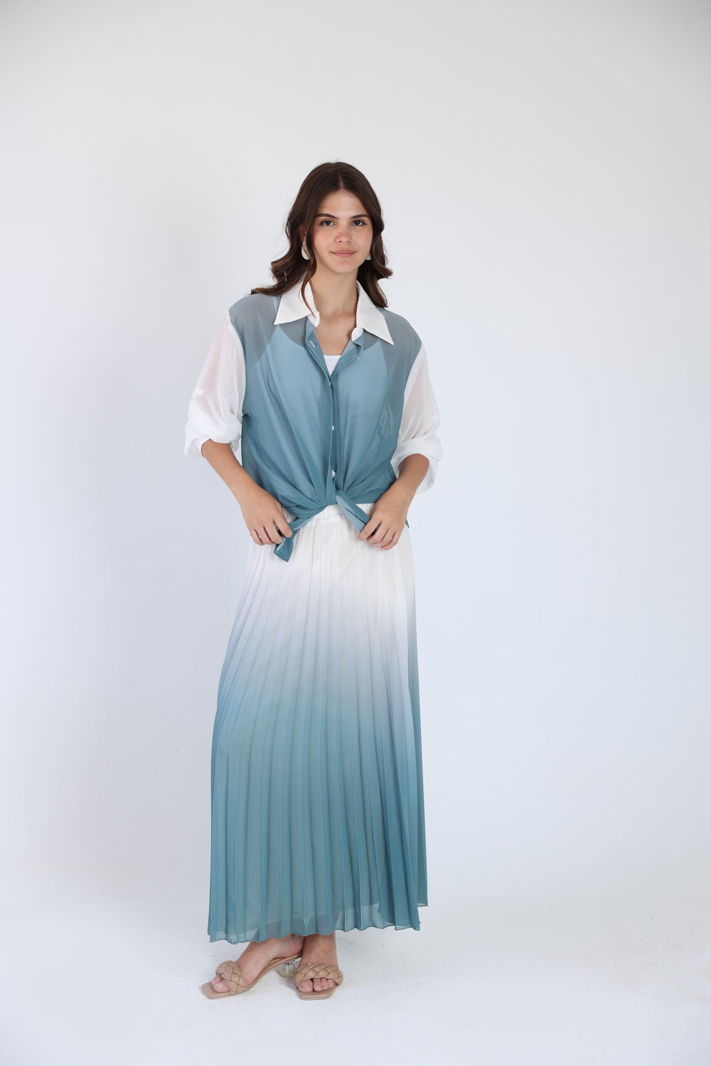 Pleated ombre skirt