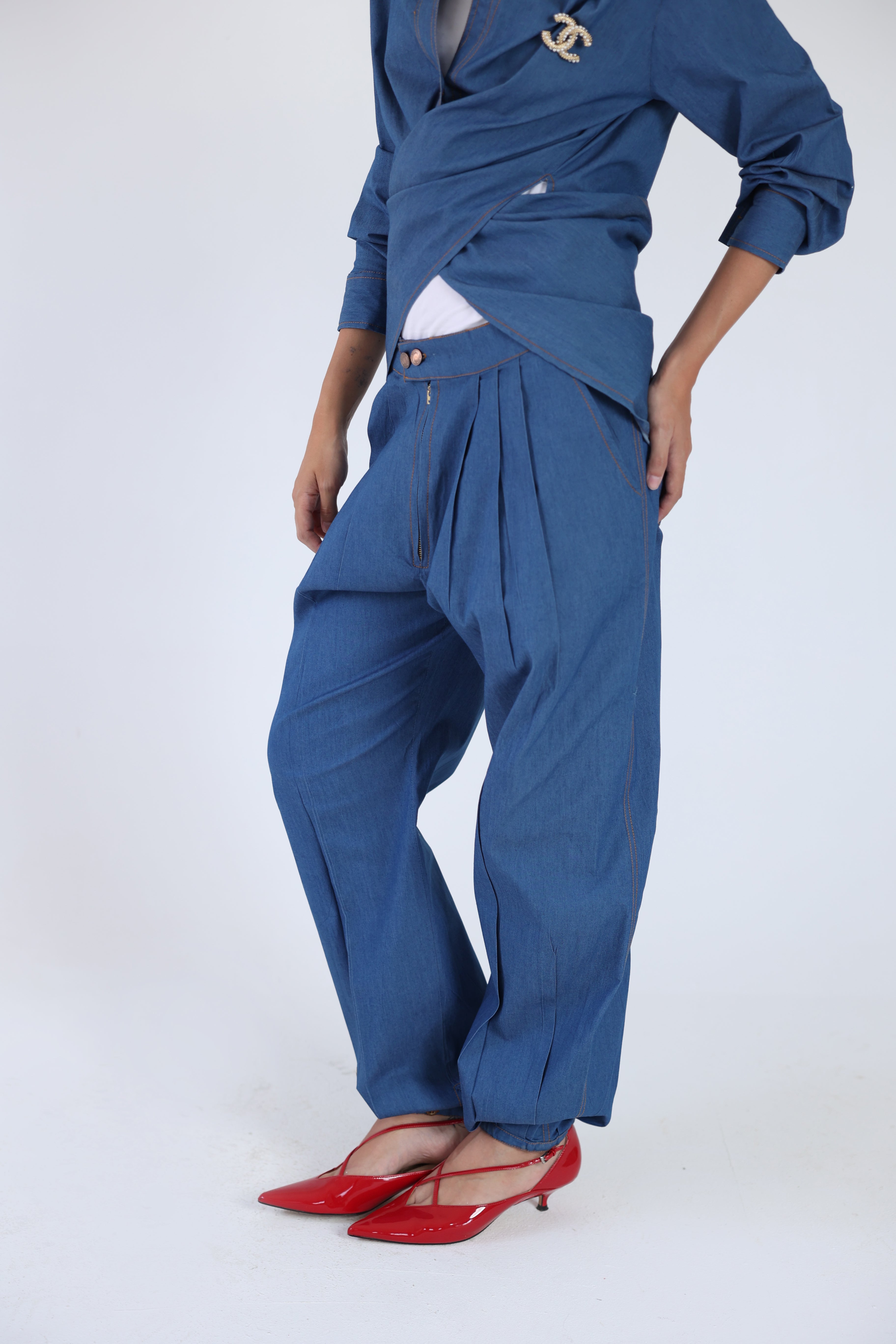 Balloon denim pants