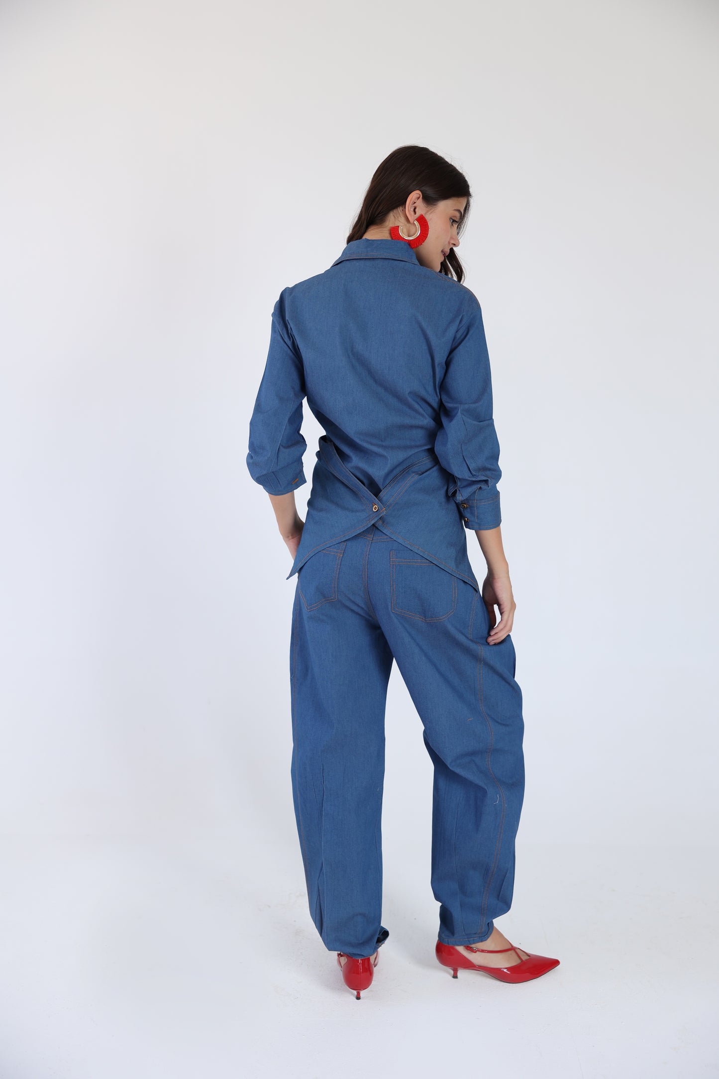Balloon denim pants