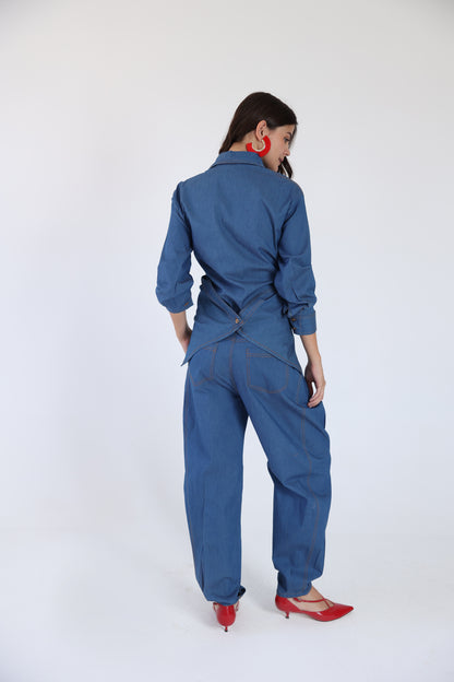 Balloon denim pants