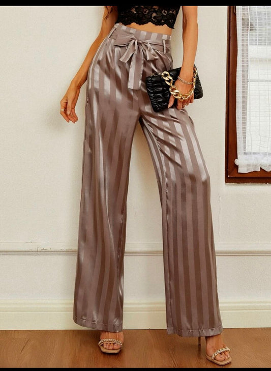 Striped satin pants