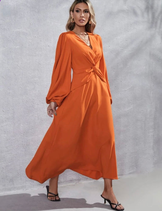 Orange modest dress