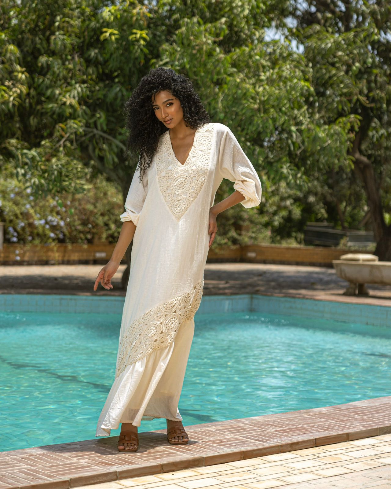 Crochet lenin maxi dress