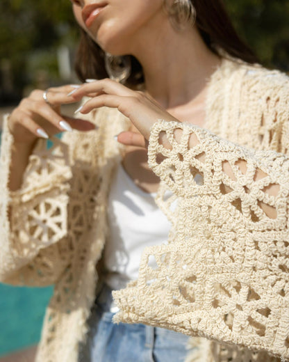 Crochet knot kimono