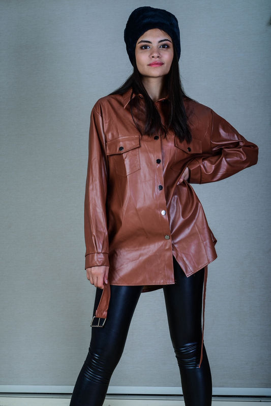 Brown leather shirt