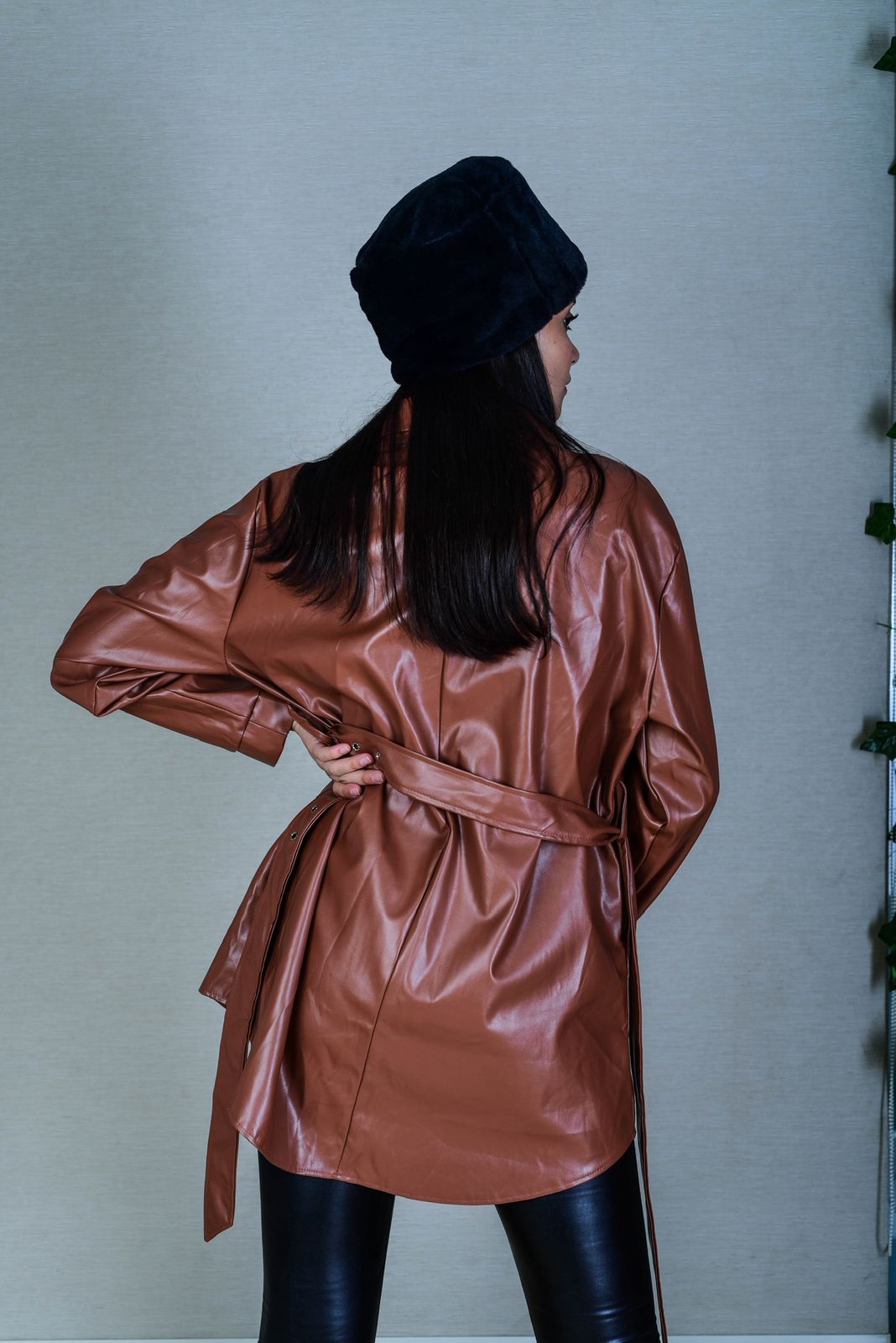 Brown leather shirt
