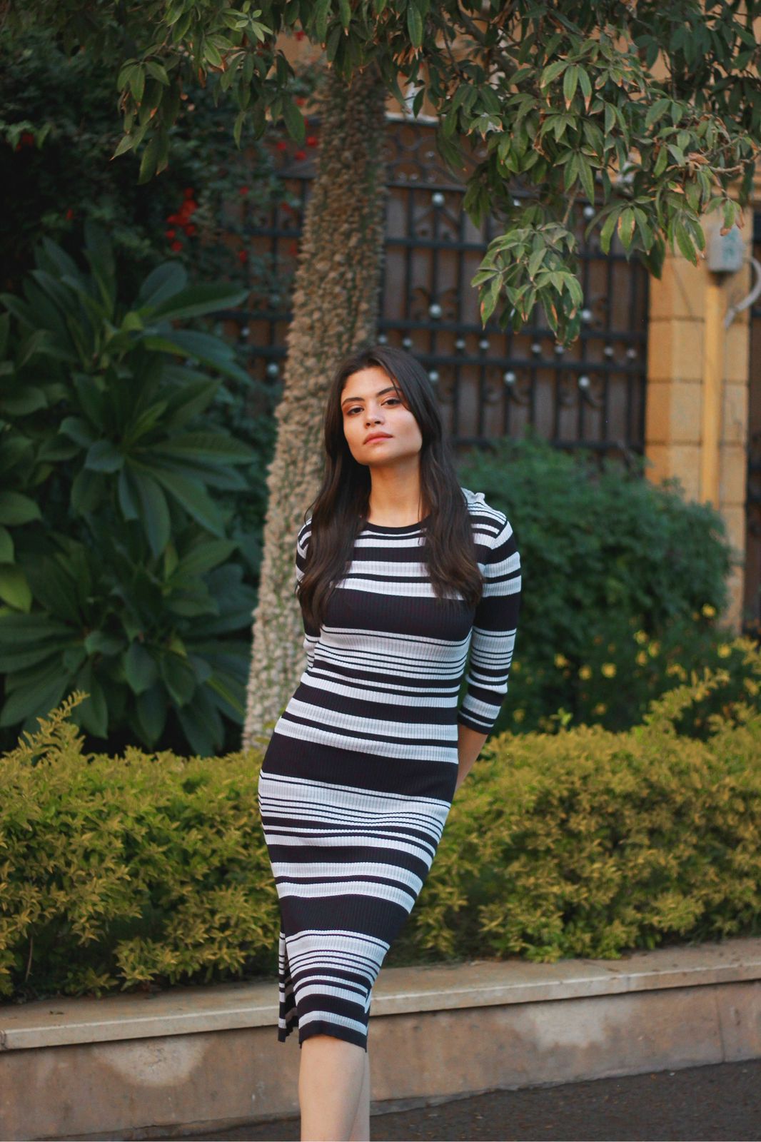 Wool striped dress
