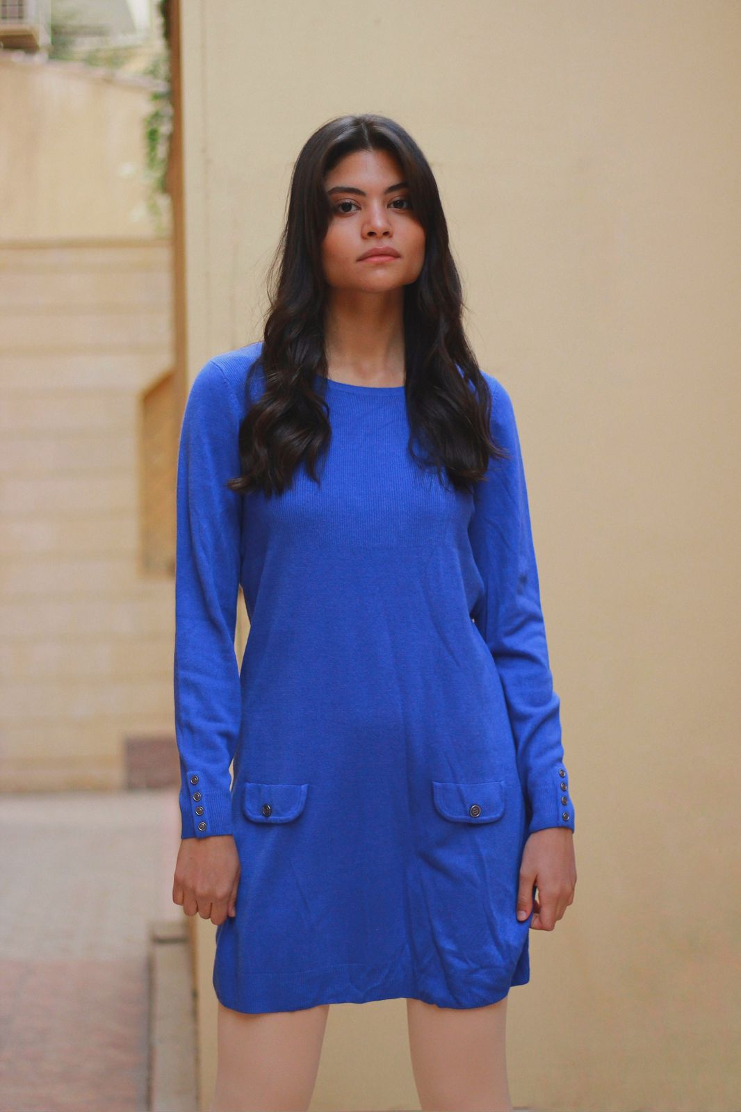 Wool blue dress