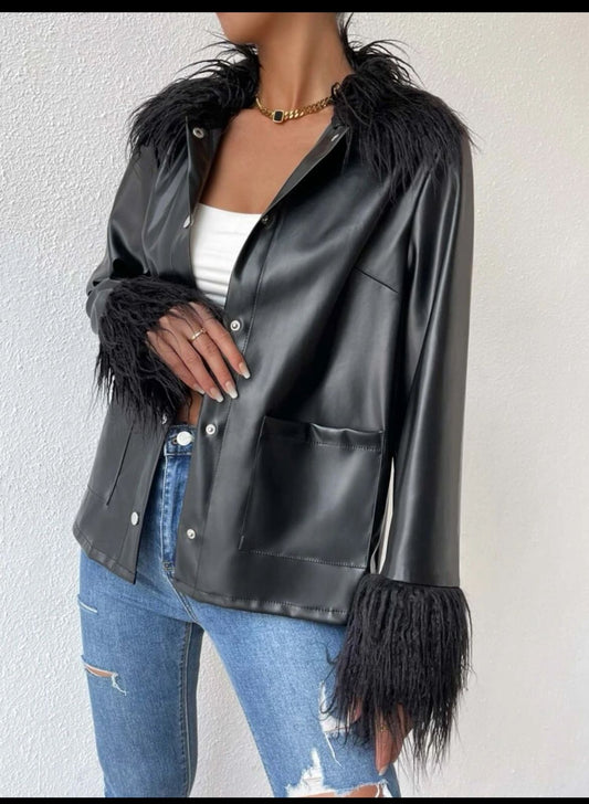 Fur leather shirt