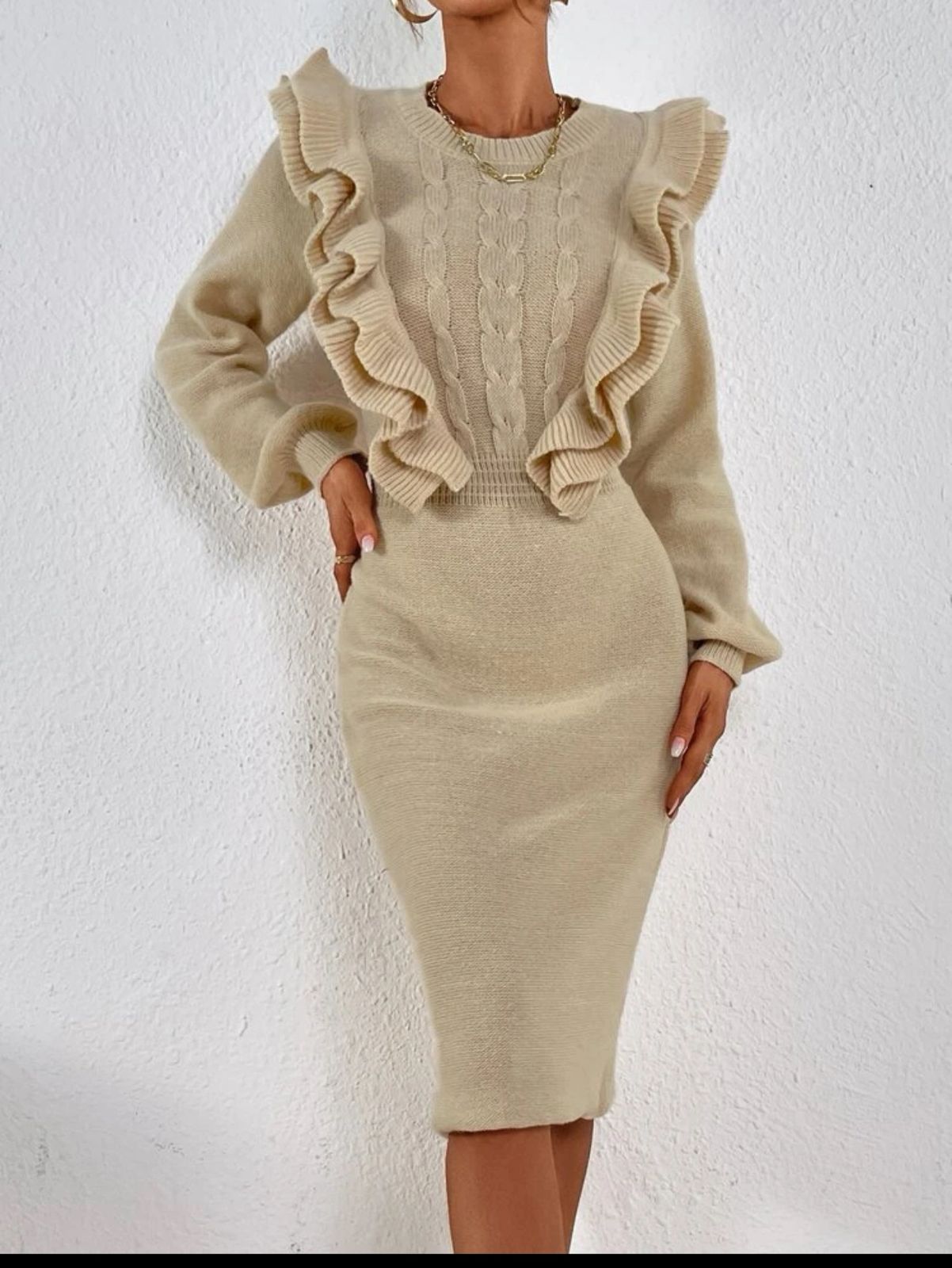 Ruffle wool dress