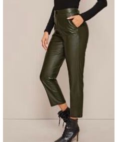 Olive leather pants