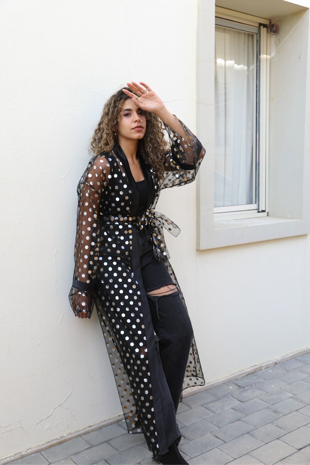 Polka kaftan reversible