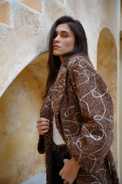 Brown embroidered coat
