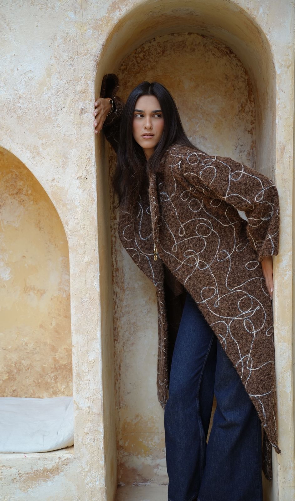 Brown embroidered coat