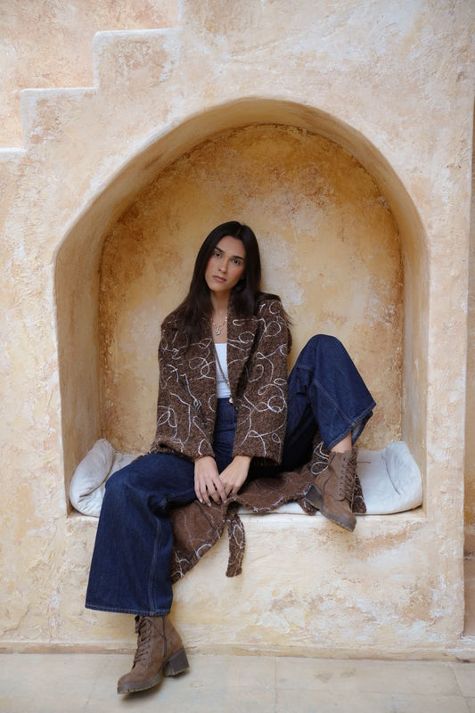 Brown embroidered coat