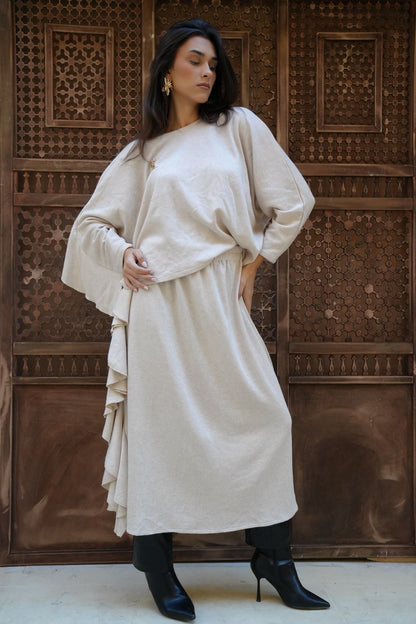 Ruffle white skirt set