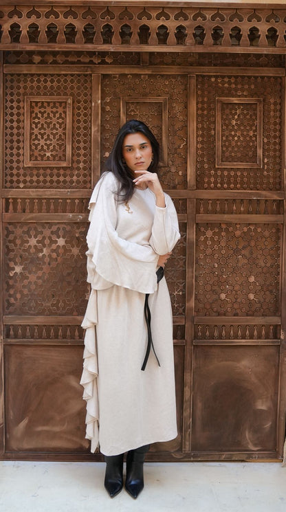 Ruffle white skirt set